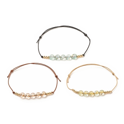 3Pcs 3 Color Acrylic Letter Beaded Bracelets Set, Stackable Adjustable Bracelets for Women