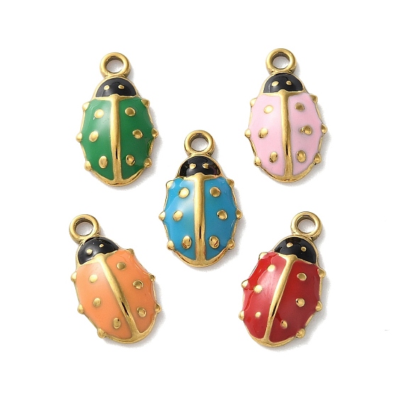 304 из нержавеющей стали шармы эмали, ионное покрытие (ip), очарование божьей коровки, золотые