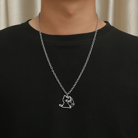 Милый мультяшный кот 304 Ожерелья с подвеской из нержавеющей стали для повседневной носки у женщин