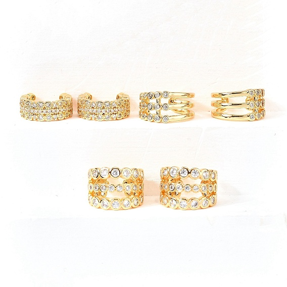 Латунные серьги-манжеты из прозрачного кубического циркония, c-образный