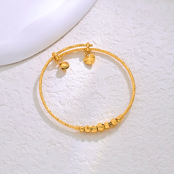 Регулируемые латунные браслеты с подвесками для женщин, сердце и колокольчик