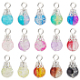 225шт 15 окрашенные распылением подвески из хрустящего стекла, круглые подвески с железными петлями серебряного тона