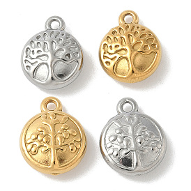 304 прелести нержавеющей стали, ионное покрытие (ip), плоская круглая с подвеской дерево жизни