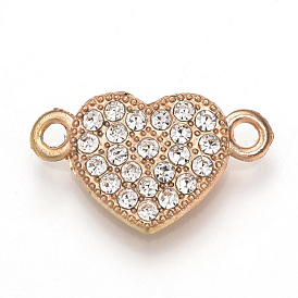 Alloy Rhinestone Links Connectors, Heart