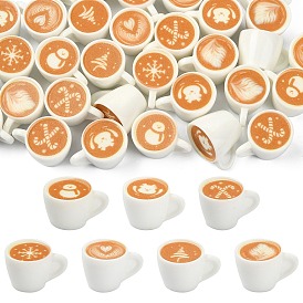 35Pcs 7 Styles Christmas Resin Latte Art Coffee Display Decorations, Pretending Prop Decorations