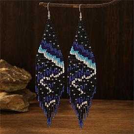 Bohemian Style Handmade Glass Bead Dangle Earrings for Daily Wear and Gifting