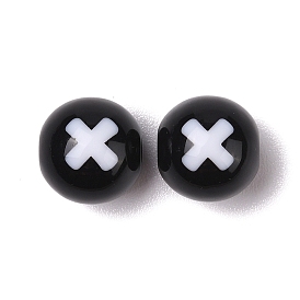 Two-tone Acrylic Beads,, Round, Cross