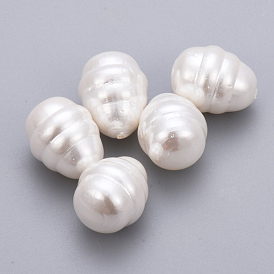 Spray Painted Shell Pearl Beads, Half Drilled, Textured