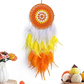 Iron Pendant Decoration, Woven Net/Web with Feather for Home Hanging Decorations