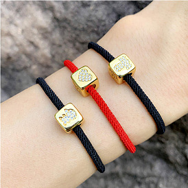 Bracelet de charme alphabet personnalisé pour les couples - chaîne de main en corde rouge élégante (brcs