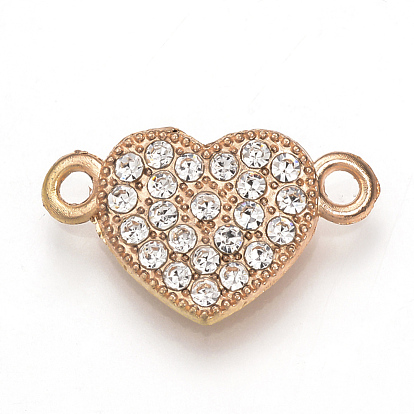 Alloy Rhinestone Links Connectors, Heart
