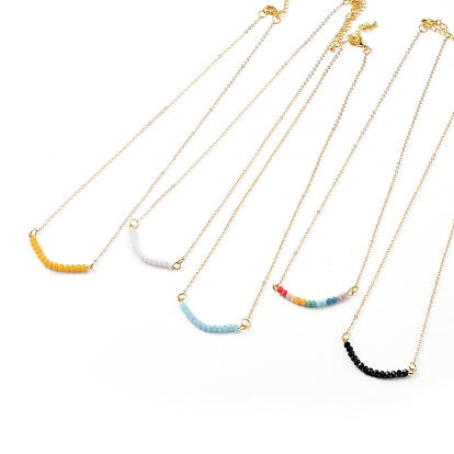 Pendant Necklaces, with Faceted Rondelle Glass Beads, Real 18K Gold Plated Brass Cable Chains and Lobster Claw Clasps