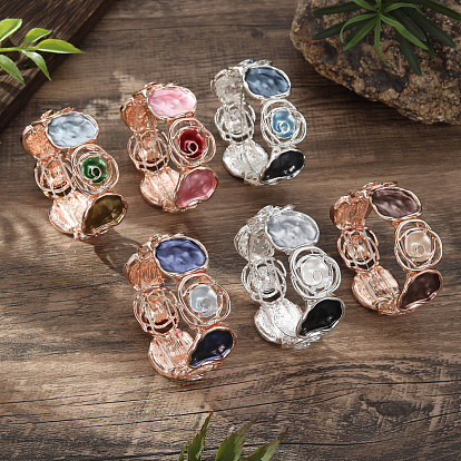 Плоские круглые браслеты из сплава с эмалью для женщин