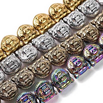 Гальванические нити из синтетических немагнитных гематитовых бусин, голова тигра