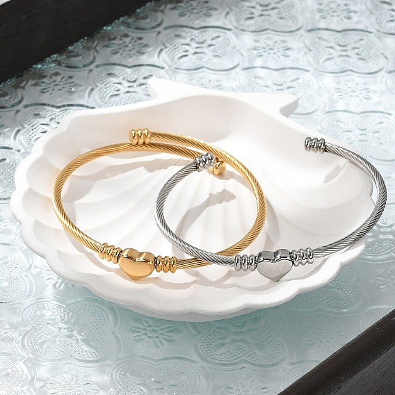 304 браслеты из нержавеющей стали для женщин, сердце