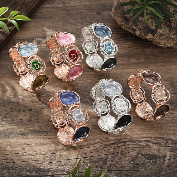 Плоские круглые браслеты из сплава с эмалью для женщин