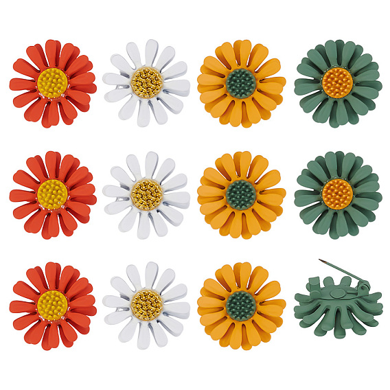 12 шт. 4 брошь-булавка из гальванического сплава в виде ромашки, булавка для лацкана на ткань рюкзака