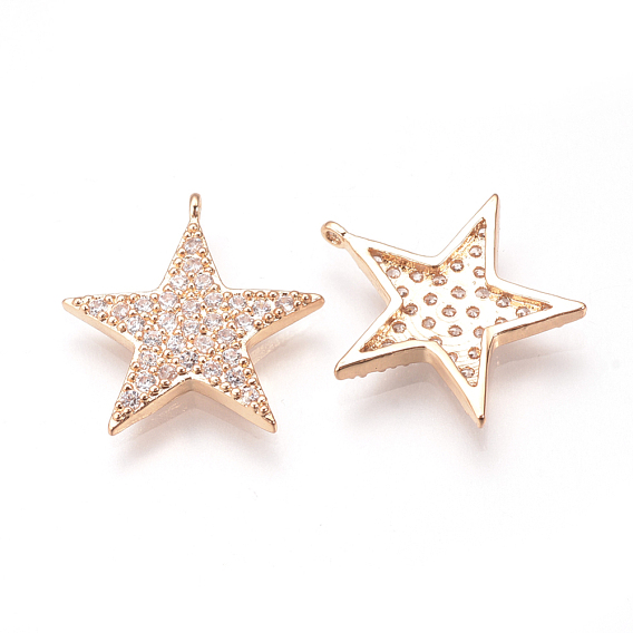 Alloy Micro Cubic Zirconia Pendants, Star