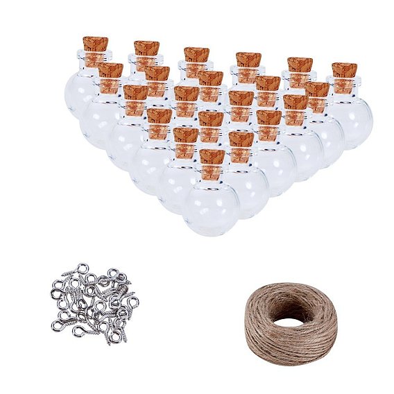 Стеклянные бутылки стеклянные фляги, с железным винтом, проушиной, шпагатом и джутовым шпагатом