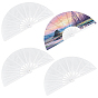 Cloth Hand Held Fan, Heat Transfer Blanks, with Plastic for DIY Crafts