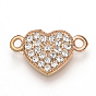 Alloy Rhinestone Links Connectors, Heart
