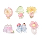 Cute Office Supplies Theme Transparant Resin Cabochons, Mixed Shapes, with Glitter Powder