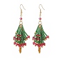 Стеклянные бусины елочные серьги с подвесками, длинные серьги-подвески из латуни для женщин
