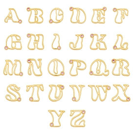 Stainless Steel Cubic Zirconia Pendants, Real 18K Gold Plated, Alphabet, Letter A~Z
