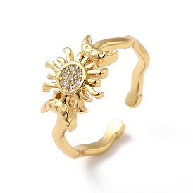 Кольца-манжеты Sun & Moon из латуни с микропаве из кубического циркония, долговечное открытое кольцо с покрытием для женщин, без кадмия и без свинца