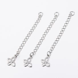 304 Stainless Steel Chain Extender, Curb Chains, with Butterfly Charms