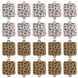 60Pcs 2 Colors Tibetan Style Zinc Alloy Connector Charms, Cadmium Free & Lead Free, Square