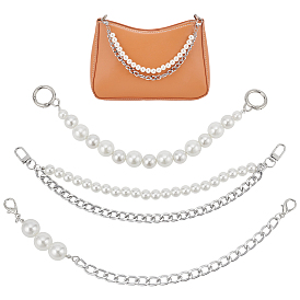 3шт 3 стиль удлинители ремня для кошелька, с абс пластмассовыми жемчужными бисером, кабельная цепь из искусственной кожи и сплава и поворотные застежки, аксессуары для замены сумок