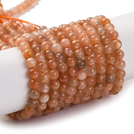 Natural Peach Moonstone Beads Strands, Round