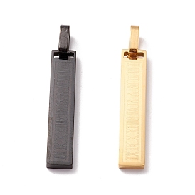 Ion Plating(IP) 304 Stainless Steel Pendants, Rectangle with Letter