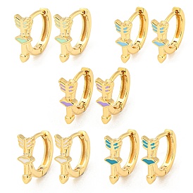 Arrow Real 18K Gold Plated Brass Hoop Earrings, with Enamel