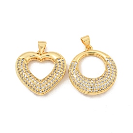 Brass Pave Clear Cubic Zirconia Pendants, Real 16K Gold Plated