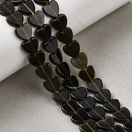 Естественный золотистый отлив обсидиан бисер пряди, сердце