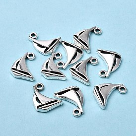 Sailing Boat Tibetan Style Alloy Pendants, Cadmium Free & Lead Free, 15x12x3mm, Hole: 2mm, about 1015pcs/1000g