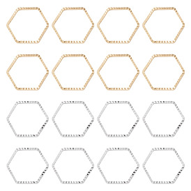 24шт 2 цвета латунные соединительные кольца, долговечный, без кадмия и без свинца, шестиугольник