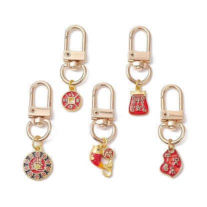 Китайское благословение благоприятный сплав эмаль подвеска украшения, Поворотные застежки-брелки для украшения сумок