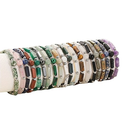 Браслеты из натуральных и синтетических драгоценных камней с бусинами для мужчин и женщин, кубоид