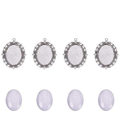 Овальная прозрачная крышка из кабошона, тибетский стиль подвески кабошон настройки для diy