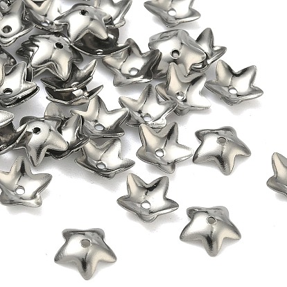 5-лепесток цветка гладкая поверхность из нержавеющей стали 304 крышки шарика, 7x7x2 мм, отверстие : 0.5 мм