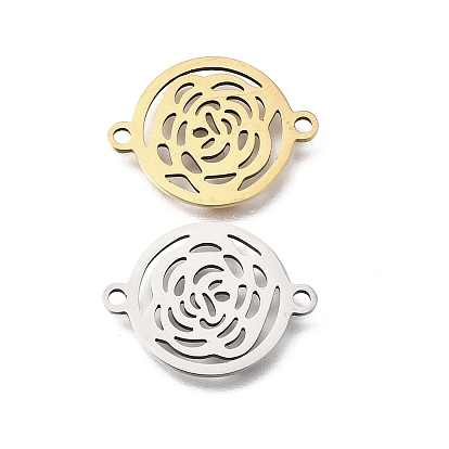 201 подвески из нержавеющей стали, полая плоская круглая форма с цветочными звеньями