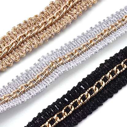 Nylonbesatzband, mit Aluminium-Bordsteinketten, für tuch diy machen dekorieren