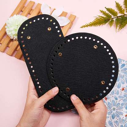 2Pcs 2 Style PU Leather Knitting Crochet Bags Nail Bottom Shaper Pad, Bag Cushion Base, with Alloy Nail, Bag Bottom Accessories