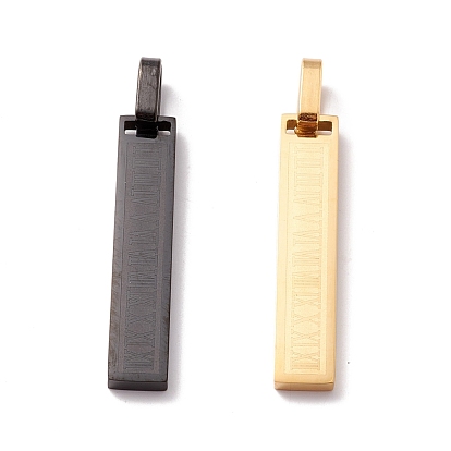 Ion Plating(IP) 304 Stainless Steel Pendants, Rectangle with Letter