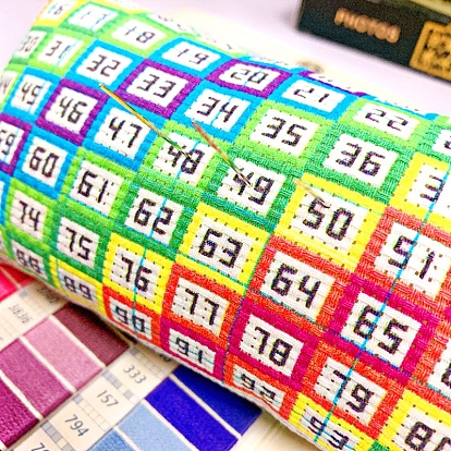 Cross-stitch Embroidery Cotton Needle Cushions, with Number Partition, Sewing Thread Identification Aid Tools