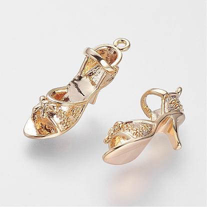 Pendentifs en laiton, sans nickel, réel 18 k plaqué or, chaussures à talons hauts