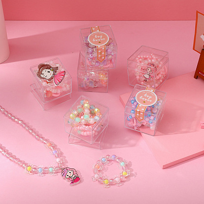 Пластиковые подвески, ожерелья, браслеты из бисера, кольца и заколки для волос для детей